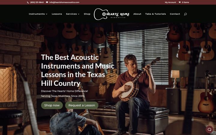 Screenshot of heartshomeacoustics.com