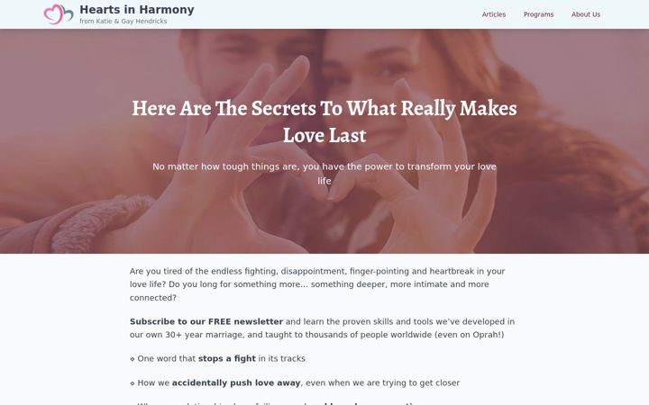 Screenshot of heartsintrueharmony.com
