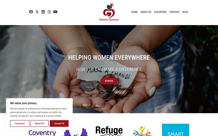 Screenshot of heartsofqueens.org