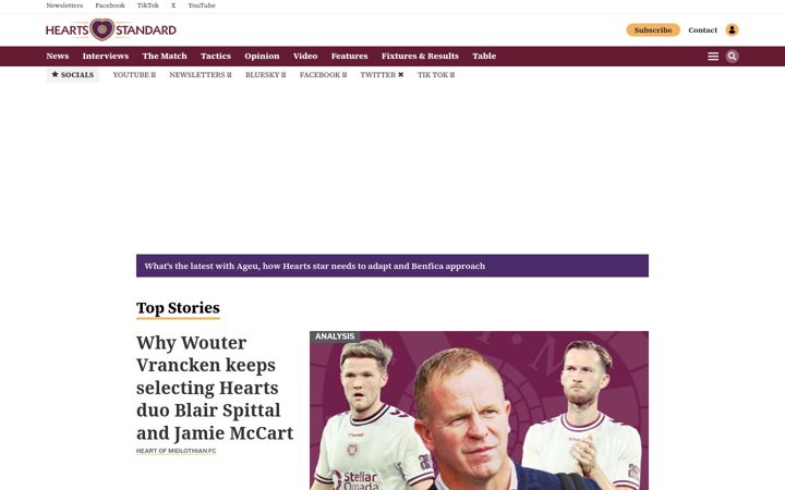 Screenshot of heartsstandard.co.uk