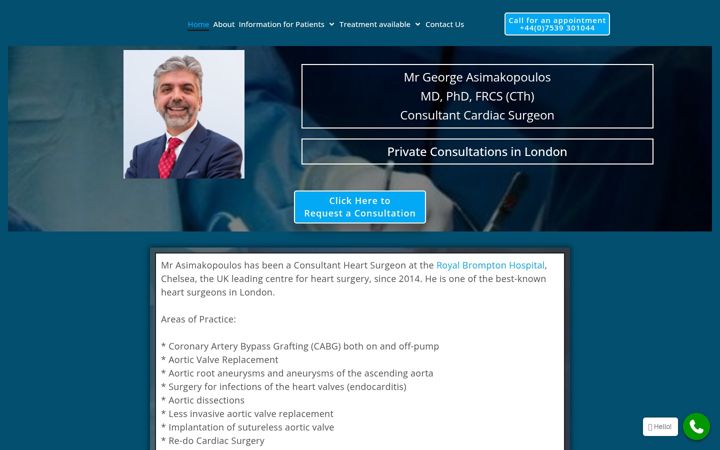 Screenshot of heartsurgeonlondon.co.uk