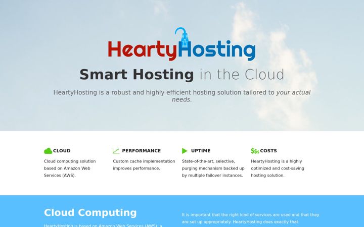 Screenshot of heartyhosting.com