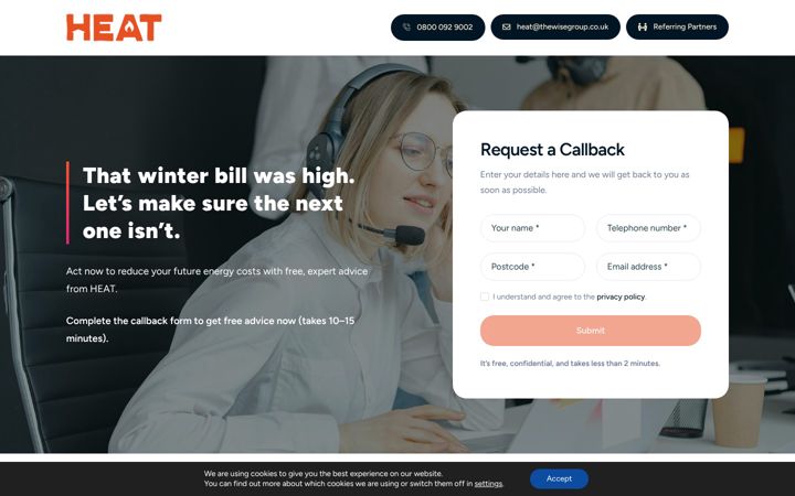 Screenshot of heat-thewisegroup.co.uk