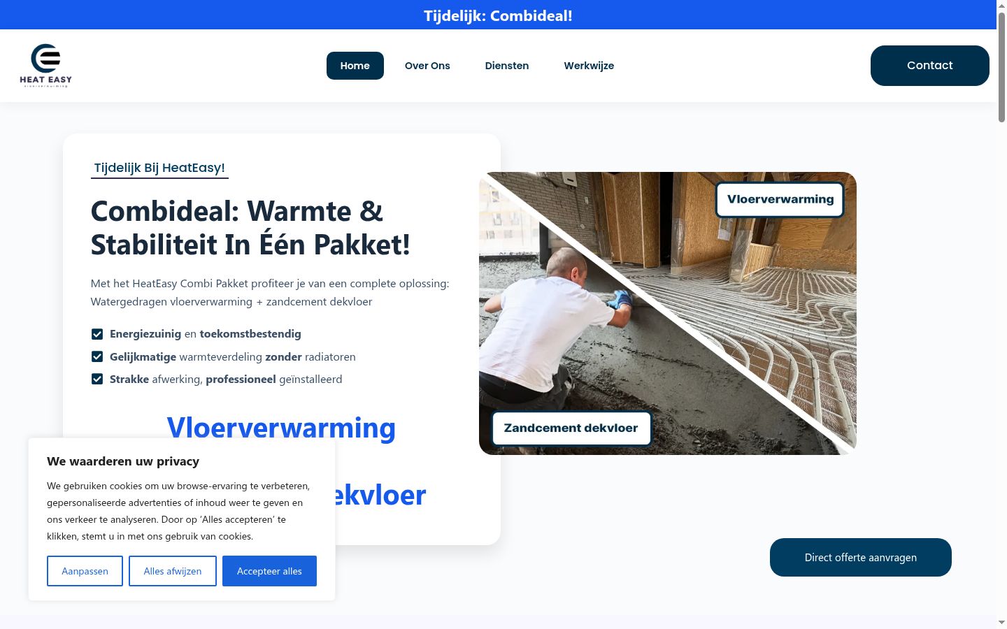 Skærmbillede af samtykkebanneret, som det blev vist før nogen interaktion