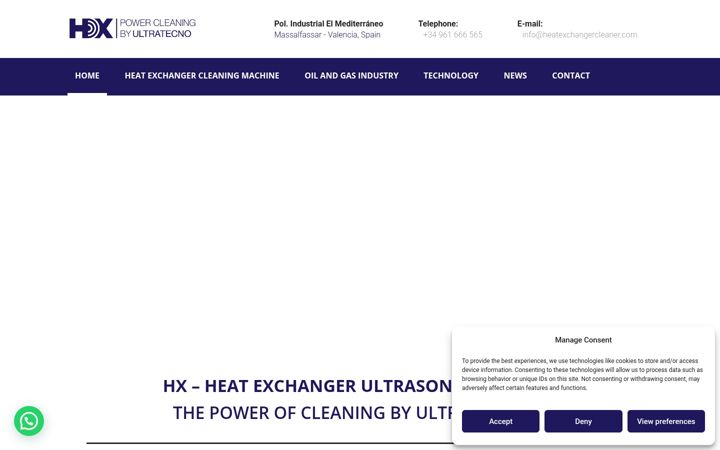 Screenshot of heatexchangercleaner.com