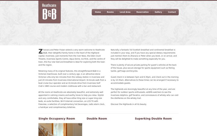 Screenshot of heathcotebandb.co.uk