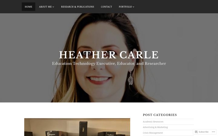 Screenshot of heathercarle.com
