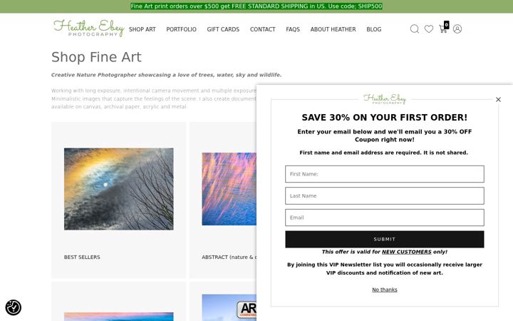 Screenshot of heatherebeyphotography.com