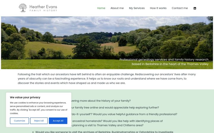 Screenshot of heatherevans.co.uk