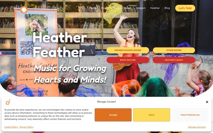 Screenshot of heatherfeathermusic.com