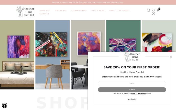 Screenshot of heatherhansfineart.com