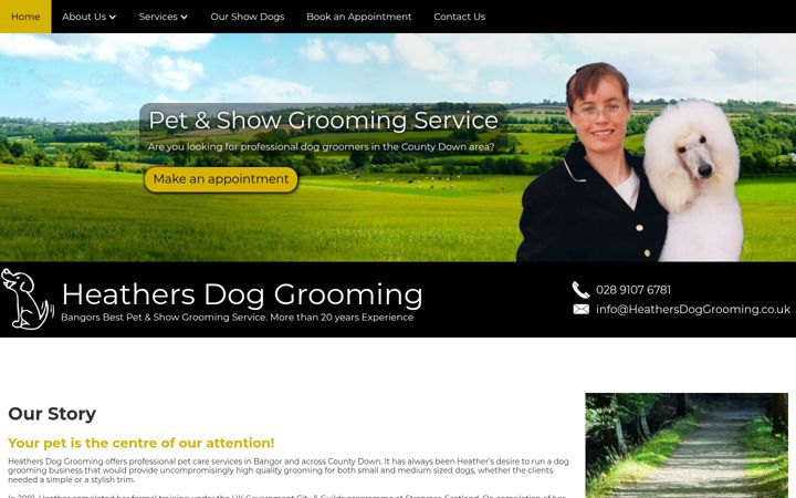 Screenshot of heathersdoggrooming.co.uk