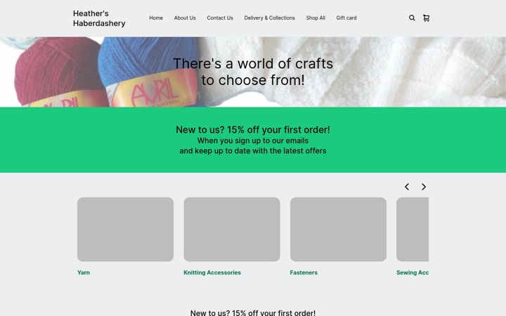 Screenshot of heathershaberdashery.co.uk
