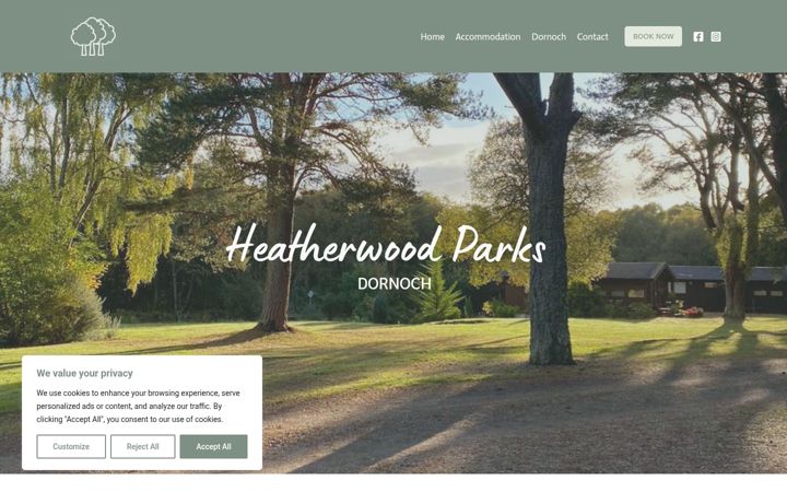 Screenshot of heatherwoodparks.com