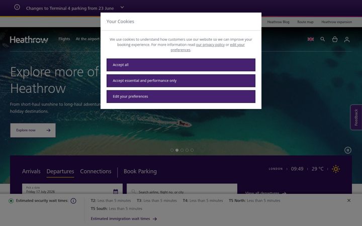 Skjámynd af heathrow.com