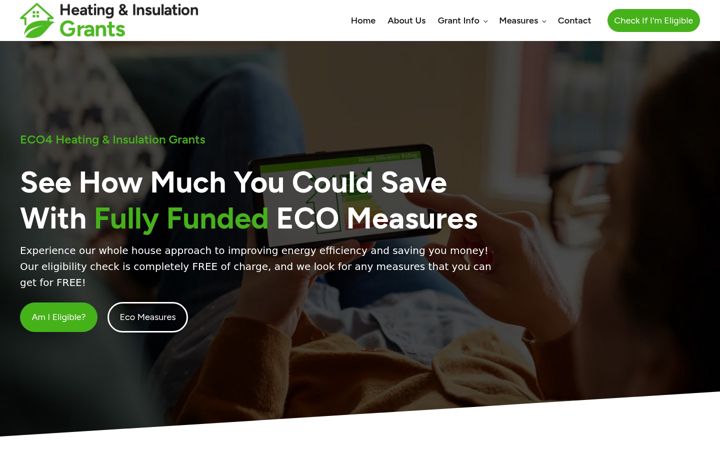 Screenshot of heatingandinsulationgrants.co.uk