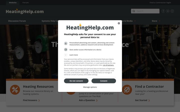 Ekraanipilt saidist heatinghelp.com
