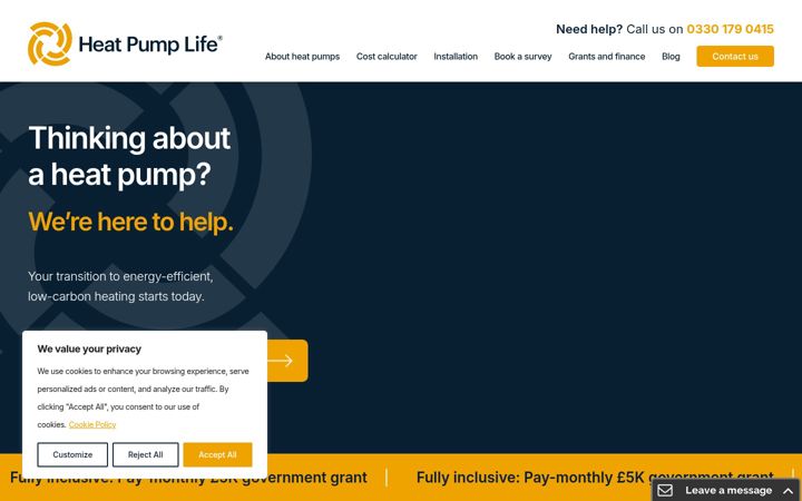 Screenshot of heatpumplife.net