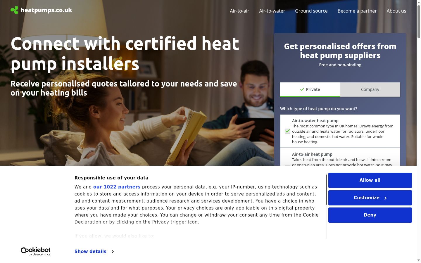 Screenshot of the consent banner shown before any interaction