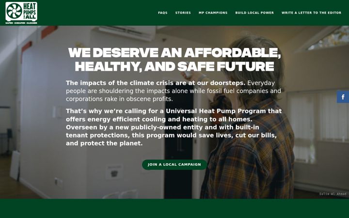 Screenshot of heatpumpsforall.ca