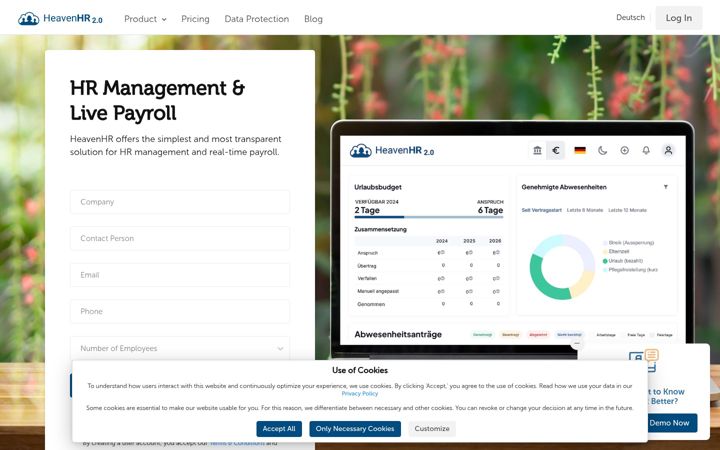Screenshot of heavenhr.de