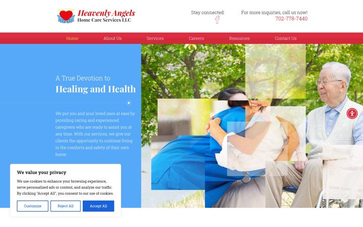 Screenshot of heavenlyangelshcsnv.com