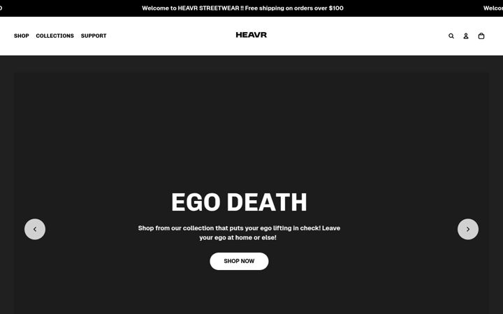 Screenshot of heavrstreetwear.com