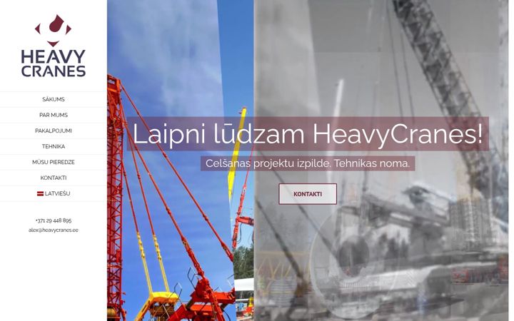Screenshot of heavycranes.lv