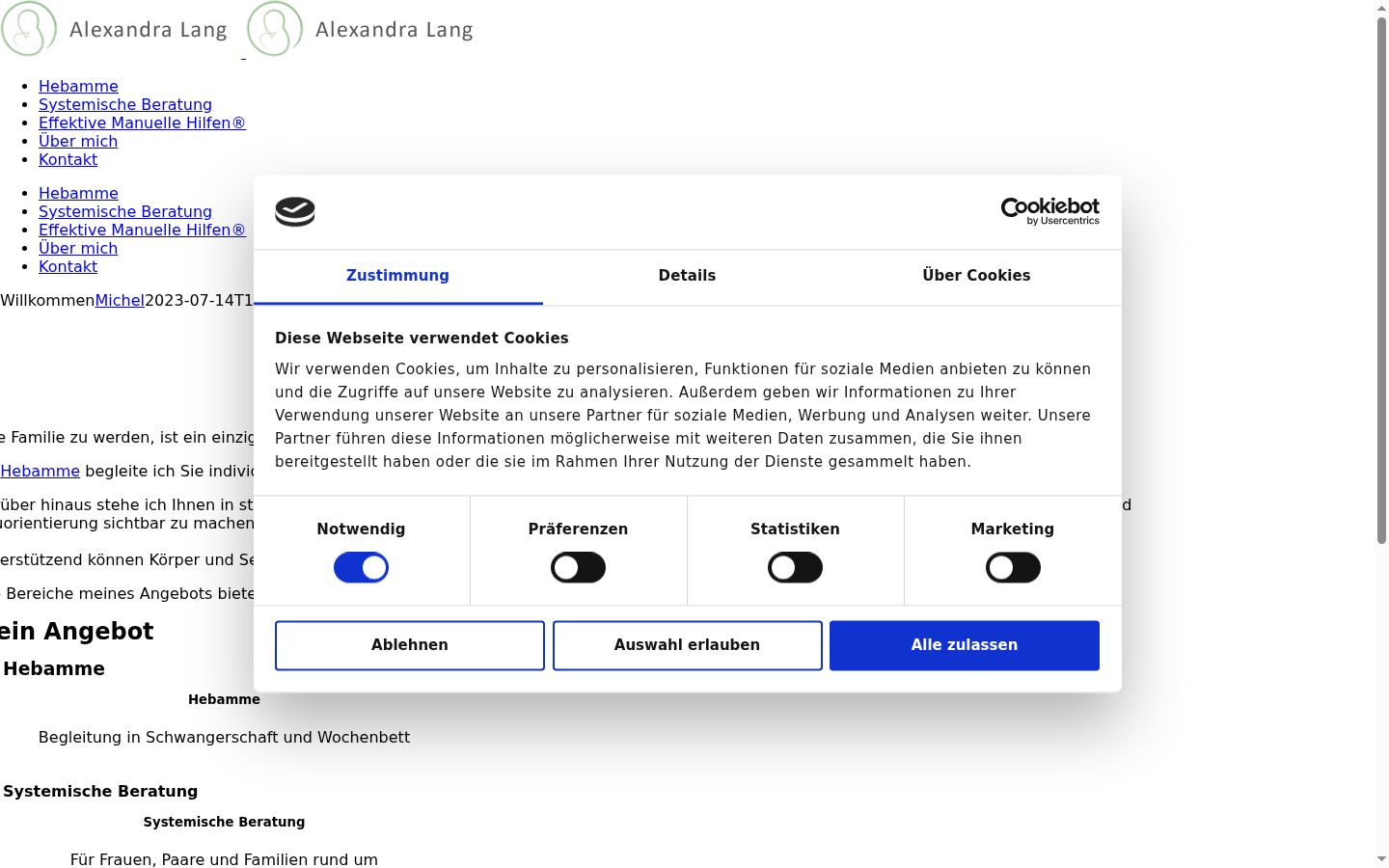 Screenshot of the consent banner shown before any interaction