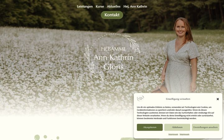 Screenshot ta' hebamme-annkathringloris.de