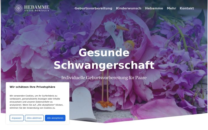 Screenshot ta' hebamme-antje.de