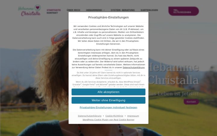 Screenshot ta' hebamme-christalla.de