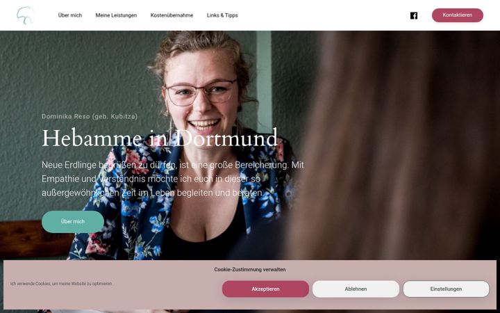 Екранна снимка на hebamme-in-dortmund.de