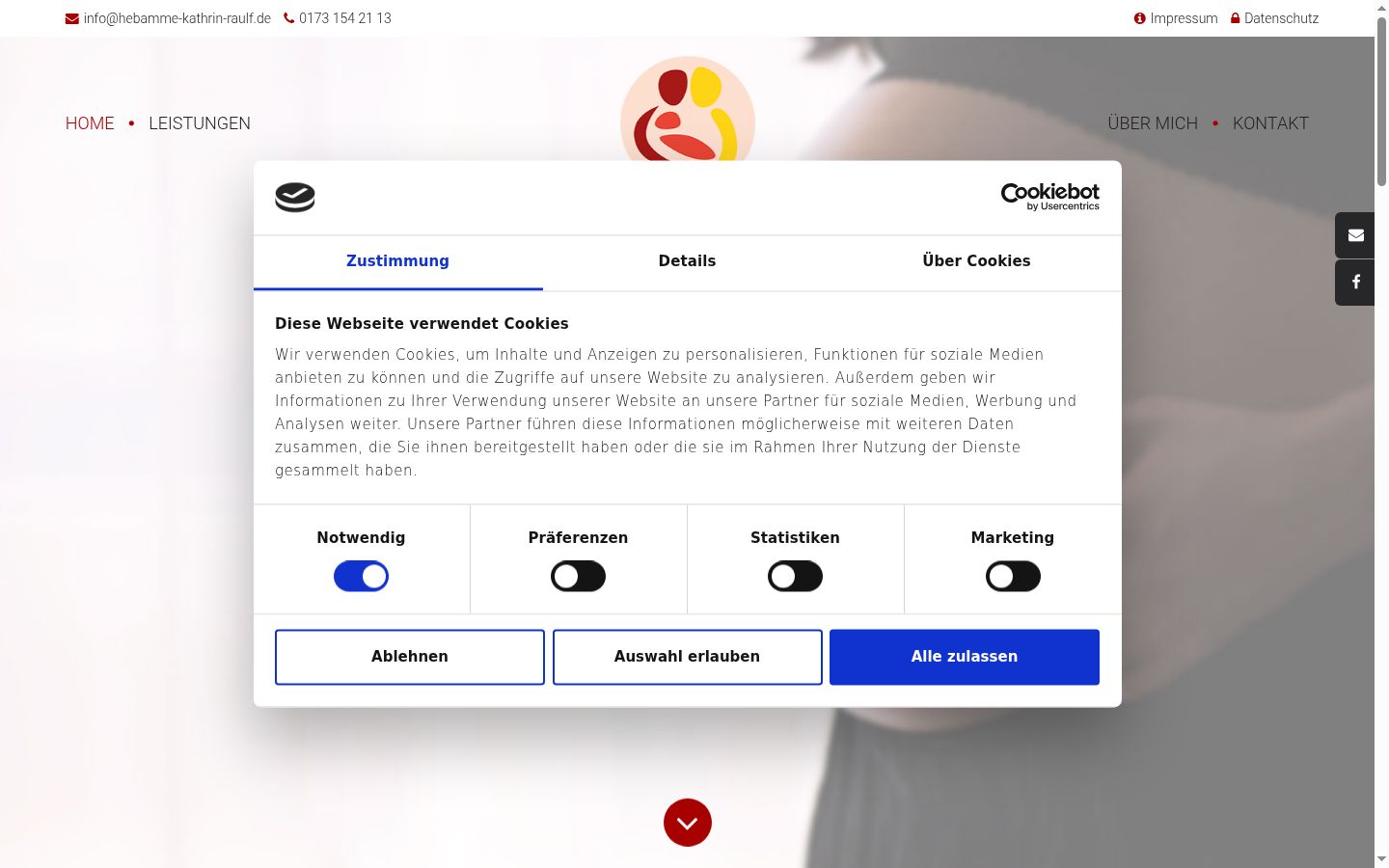 Skärmbild av samtyckesbannern som visades före någon interaktion