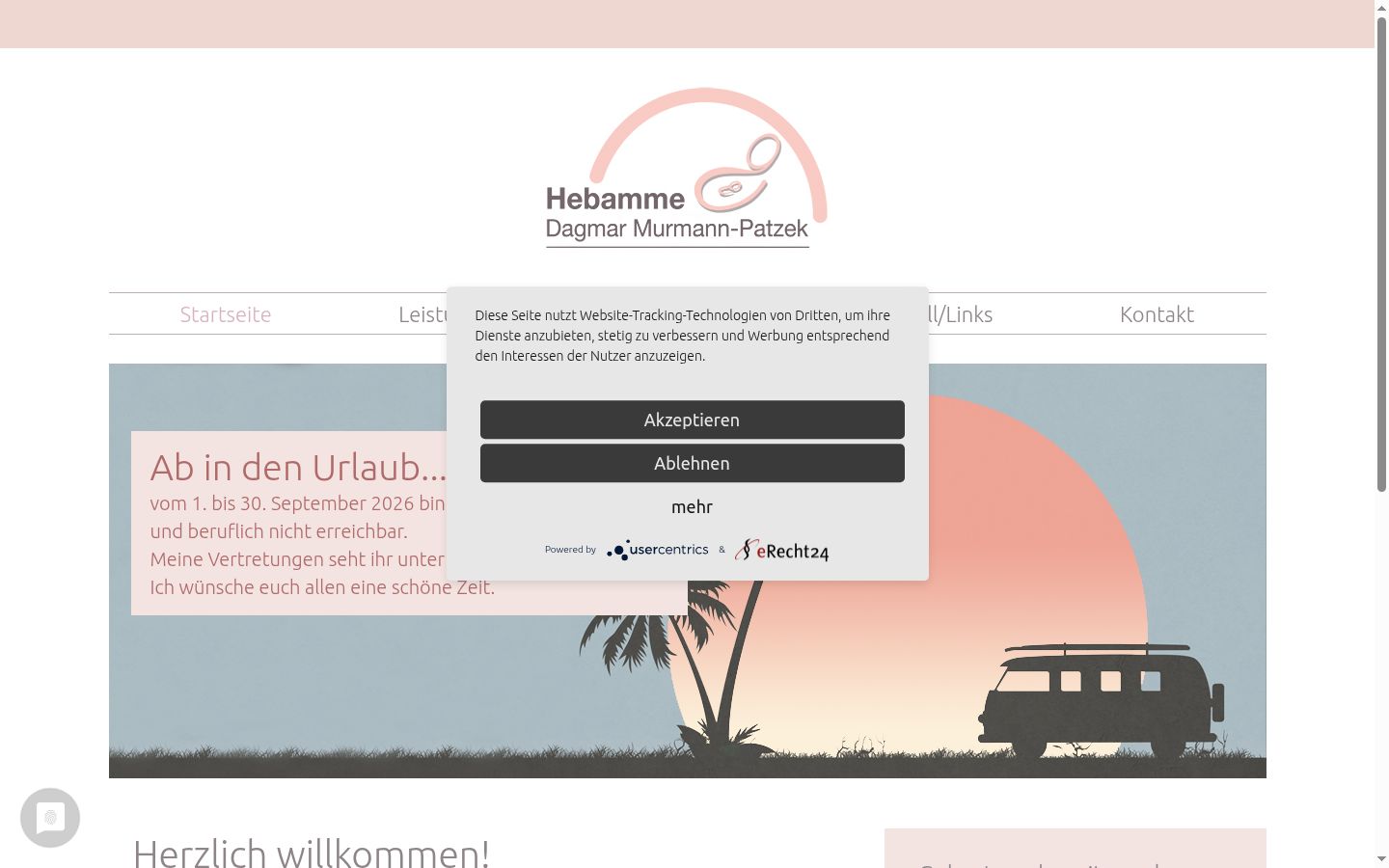 Screenshot del banner di consenso mostrato prima di qualsiasi interazione
