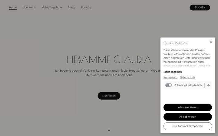 Screenshot of hebammeclaudia.at