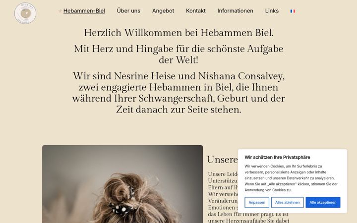 Screenshot of hebammen-biel.ch