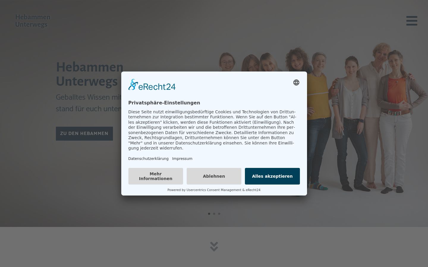 Screenshot of the consent banner shown before any interaction