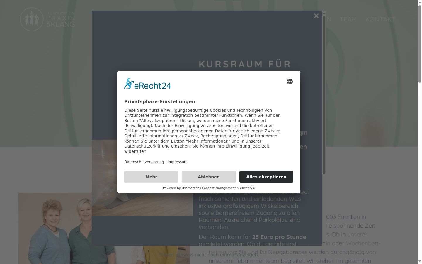 Ekrānuzņēmums ar piekrišanas baneri, kas tika rādīts pirms jebkādas mijiedarbības