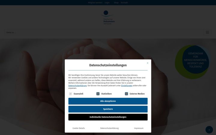 Screenshot van hebammenverband.de