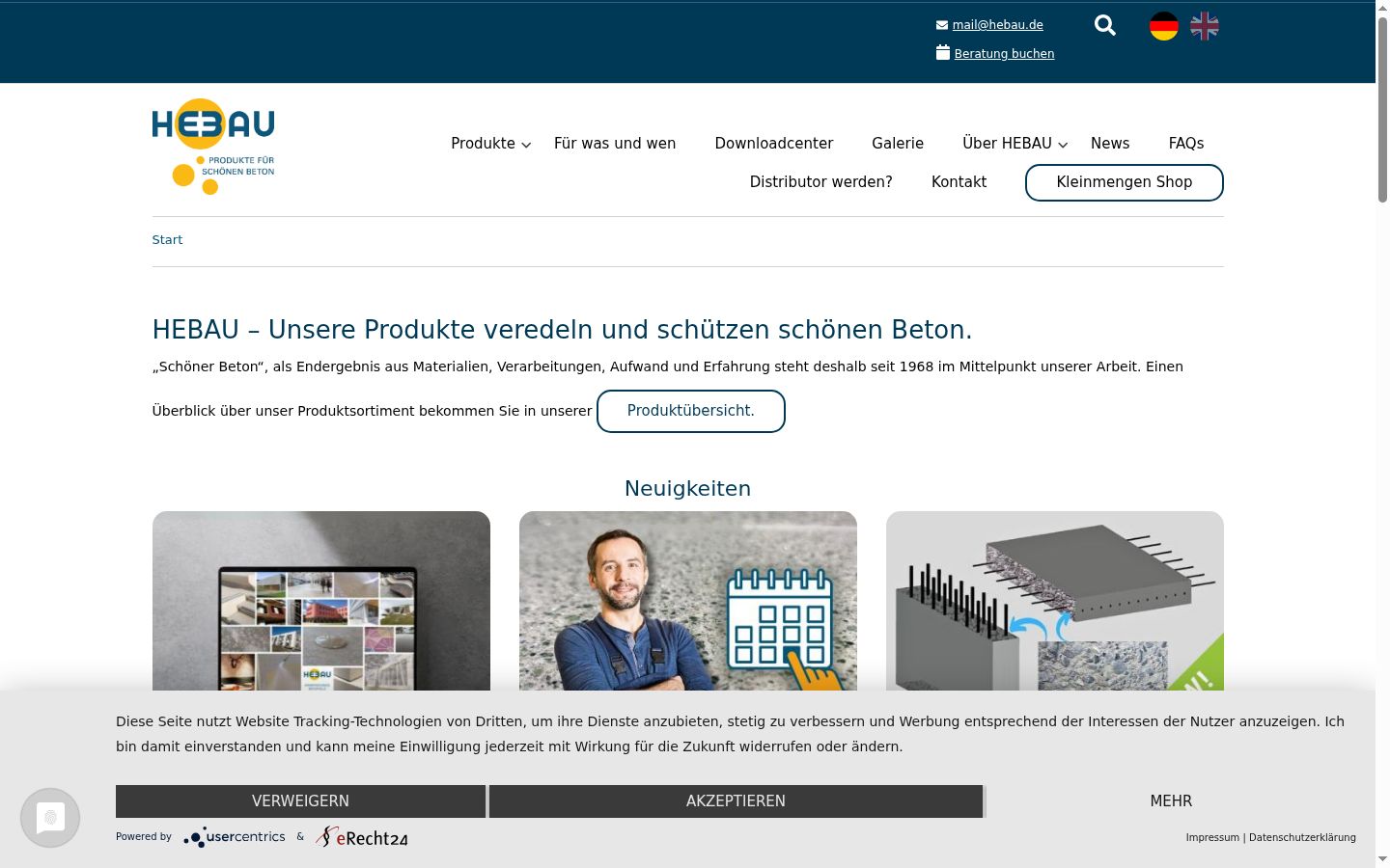 Skærmbillede af samtykkebanneret, som det blev vist før nogen interaktion