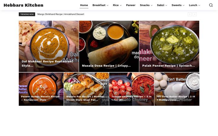 Screenshot of hebbarskitchen.com
