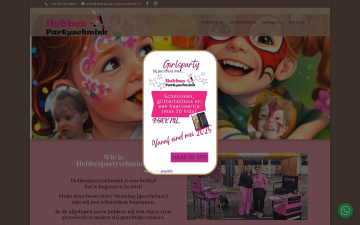 Screenshot of hebbespartyschmink.nl