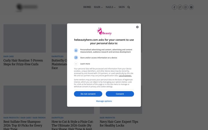 Screenshot of hebeautyhere.com