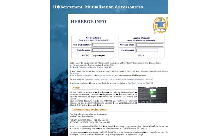 Screenshot von heberge.info