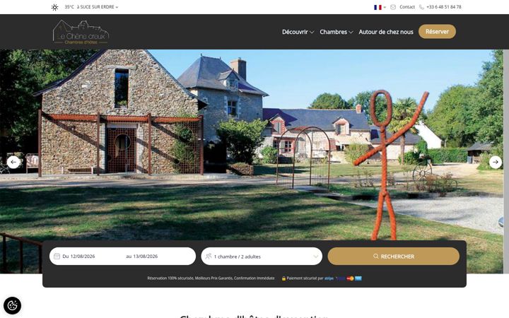 Screenshot of hebergement-le-chene-creux.fr