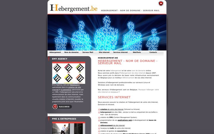 Screenshot of hebergement.be