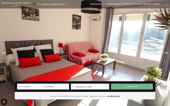 Screenshot of hebergementsladeuilleamelie.com