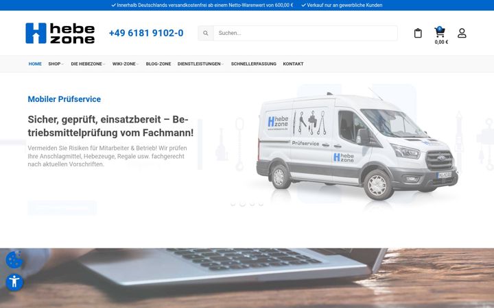 Screenshot stránky hebezone.de
