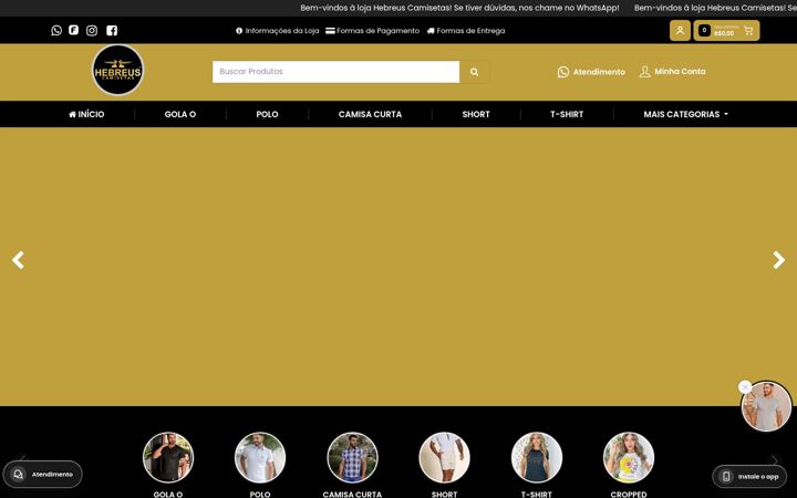 Screenshot of hebreuscamisetas.com.br